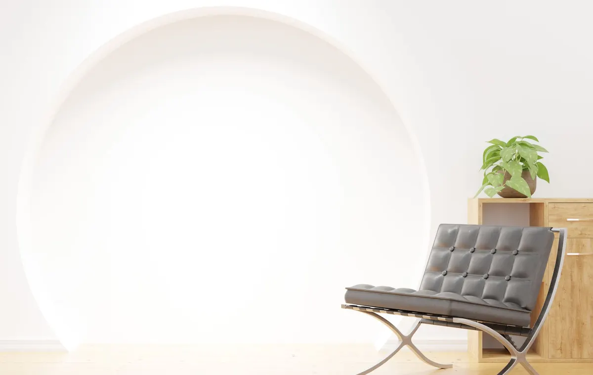 Salon contemporain aux lignes épurées avec mobilier moderne et tons neutres