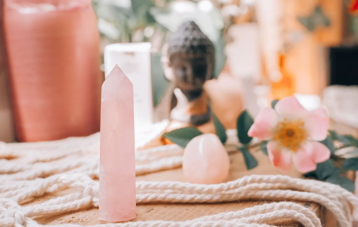 Pierre de quartz rose brut et poli